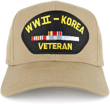 Armycrew WW2 to Korea Veteran Embroidered Patch Snapback Baseball Cap