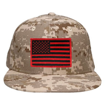 Armycrew Flat Bill Digital Camo American Flag Patch Snapback Cap - Desert - Black Grey