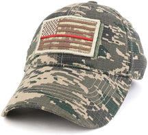 Armycrew USA Desert Digital Thin Red Flag Tactical Patch Cotton Adjustable Baseball Cap