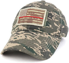 Armycrew USA Desert Digital Thin Red Flag Tactical Patch Cotton Adjustable Baseball Cap