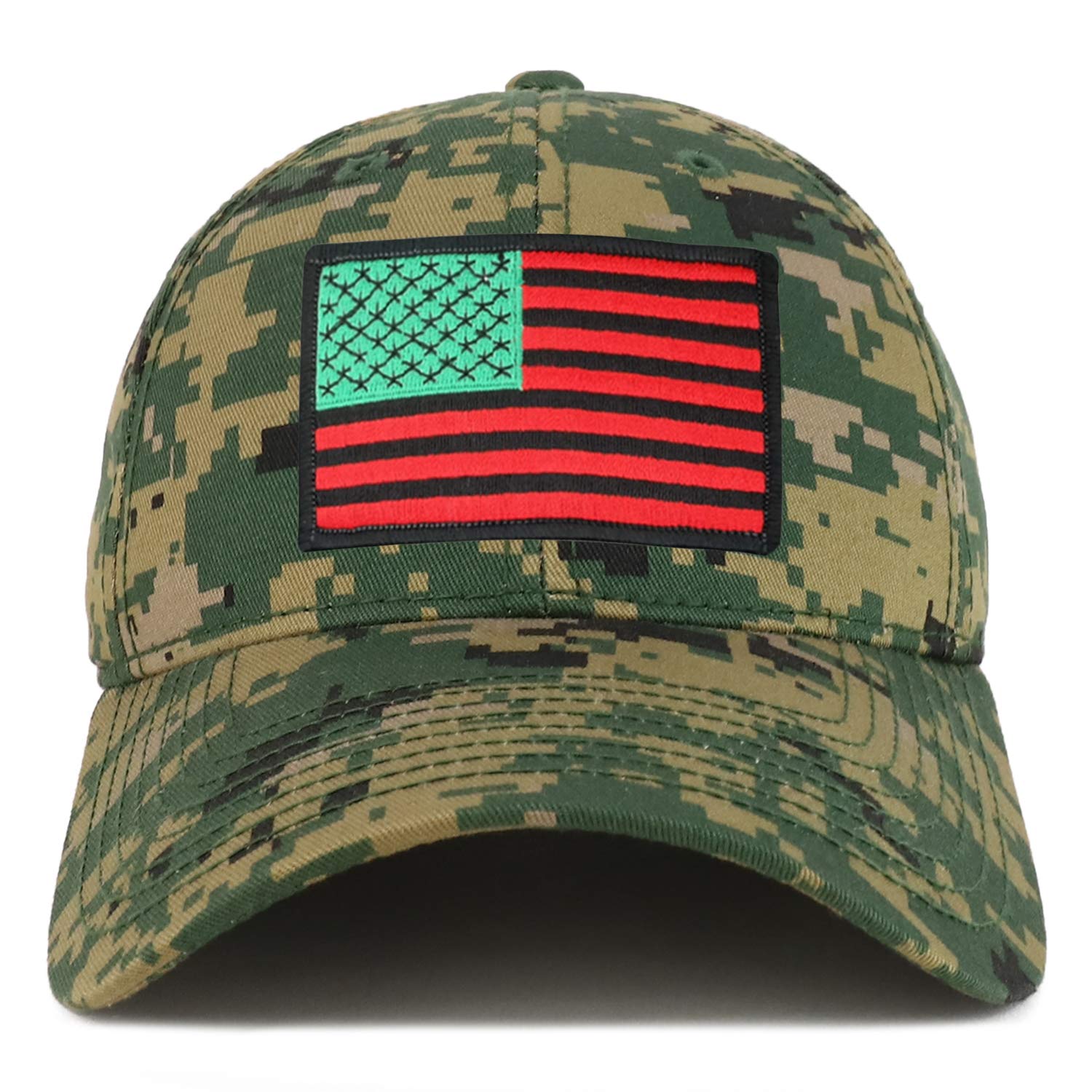 Armycrew Red Green Black American Flag Patch Camouflage Structured Baseball Cap