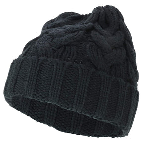 Armycrew Cable Knit Messy Bun Hair Winter Ponytail Beanie Cap