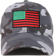 Armycrew Red Green Black American Flag Embroidered Patch Camo Baseball Cap