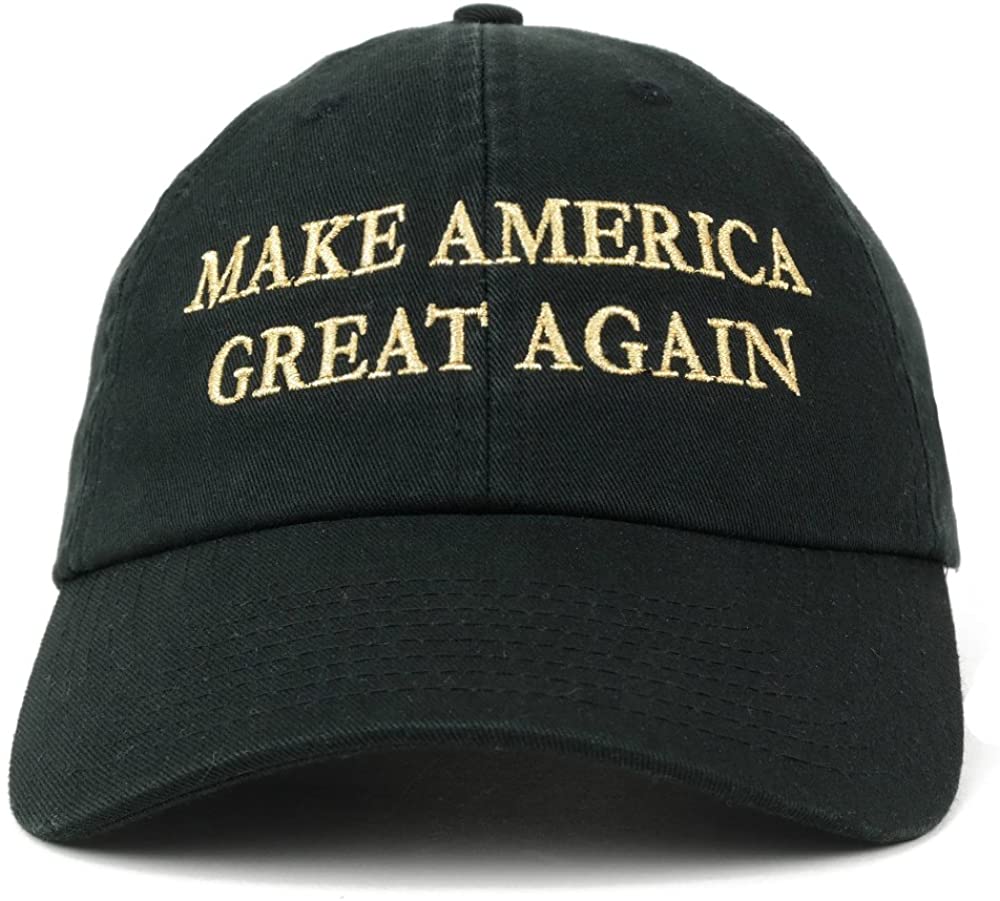 Made in USA Donald Trump Soft Cotton Cap - Make America Great Again Metallic Gold Embroidered