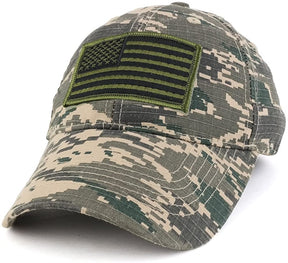 Armycrew USA American Flag Embroidered Subdued Olive Tactical Patch with Adjustable Operator Cap