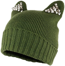 Pussyhat Women's Spiked Stud Cat Ear Beanie Hat