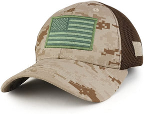 Armycrew US American Flag Olive Embroidered Patch Low Crown Adjustable Tactical Mesh Cap