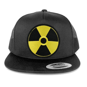 Armycrew 5 Panel Radiation Circular Black Yellow Embroidered Patch Flat Bill Mesh Snapback
