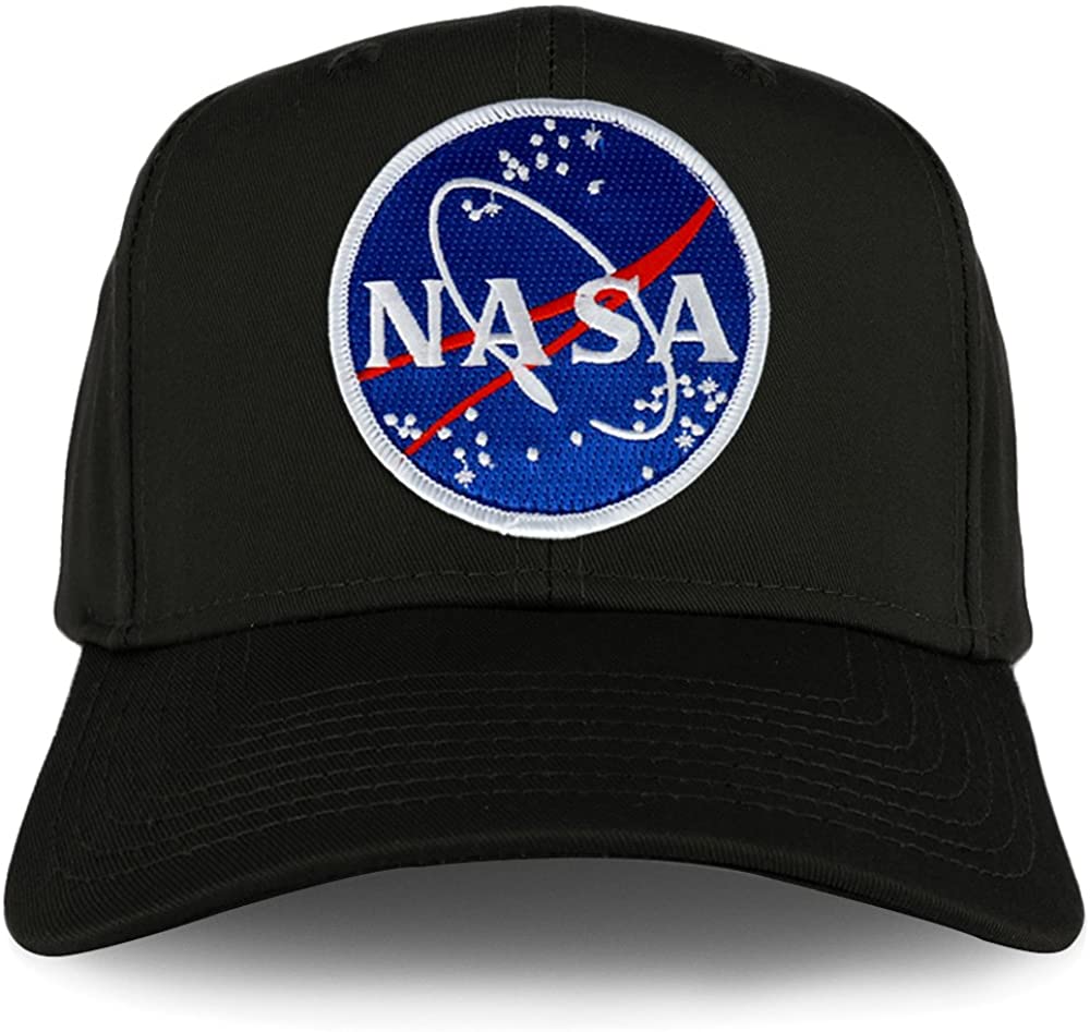 Armycrew XXL Oversize NASA Meatball Logo Iron On Patch Solid Baseball Cap - Black