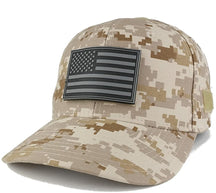 Armycrew USA Patriotic Black 2 American Flag Rubber Tactical Patch Adjustable Structured Operator Cap - ACU