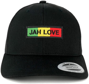 Jah Love Green Yellow Red Embroidered Iron On Patch Mesh Back Trucker Cap
