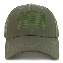 Armycrew US American Flag Olive Rubber 3D Tactical Patch Trucker Mesh Back Cap