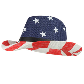 Armycrew US American Flag Pattern Straw Patriotic Cowboy Hat