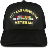 Armycrew Vietnam and Desert Storm Veteran Embroidered Patch Snapback Mesh Trucker Cap