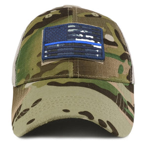 Armycrew USA Navy Thin Blue Flag Tactical Patch Cotton Adjustable Trucker Cap