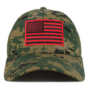 Armycrew Black Red American Flag Patch Camouflage Structured Mesh Trucker Cap