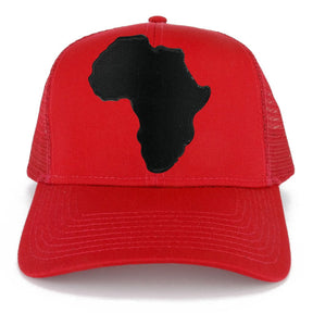 Solid Black Africa Map Embroidered Iron on Patch Adjustable Trucker Mesh Cap