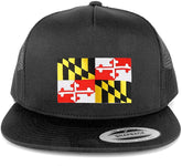 Armycrew Oversize XXL New Maryland State Flag Patch 5 Panel Snapback Mesh Cap - Charcoal