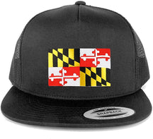 Armycrew Oversize XXL New Maryland State Flag Patch 5 Panel Snapback Mesh Cap - Charcoal