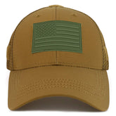 Armycrew US American Flag Olive Rubber 3D Tactical Patch Trucker Mesh Back Cap