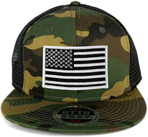 USA American Flag Iron On Patch Adjustable Camo Mesh Cap - CAMO Black - Black Grey