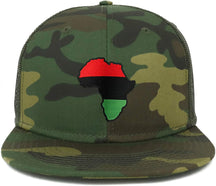 Armycrew Oversize XXL Red Black Green Africa Map Patch Camouflage Flatbill Mesh Snapback Cap