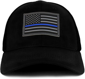 Armycrew Thin Blue Line American Flag 3D Rubber Tactical Patch Air Mesh Flex Cap