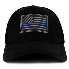 Armycrew Thin Blue Line American Flag 3D Rubber Tactical Patch Air Mesh Flex Cap