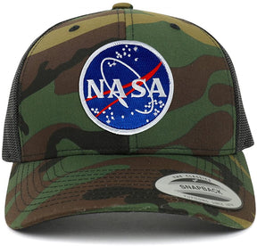 Flexfit NASA Meatball Embroidered Iron On Patch Snapback Trucker Mesh Cap