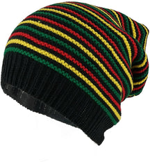 Armycrew Rasta Jamaican Crochet Colorful Stripes Baggie Slouch Acrylic Beanie Hat
