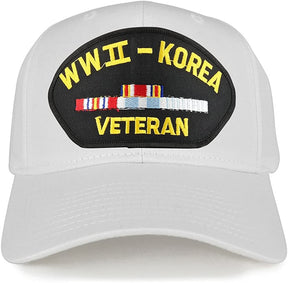 Armycrew WW2 to Korea Veteran Embroidered Patch Snapback Baseball Cap