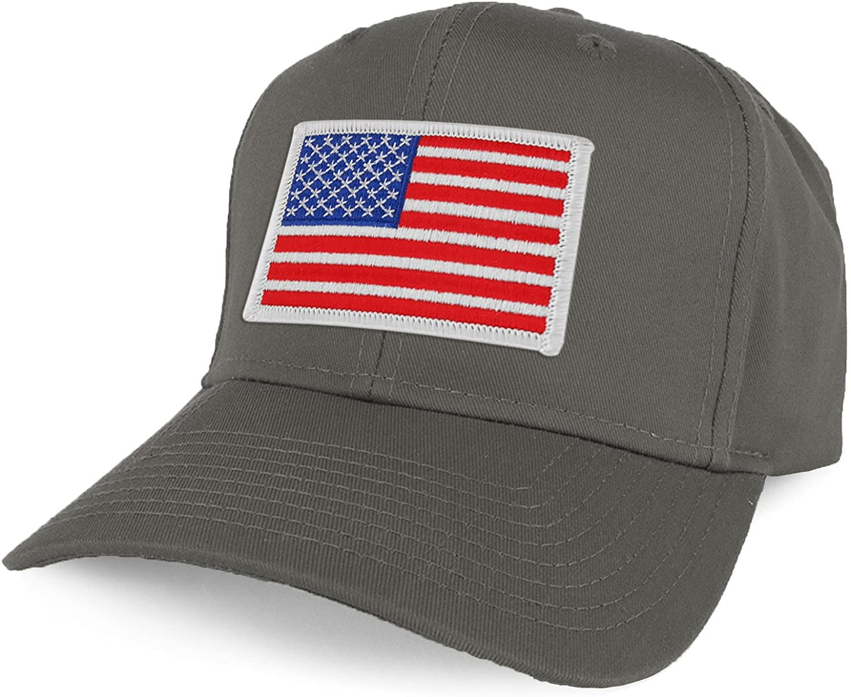 Armycrew XXL Oversize White USA American Flag Patch Solid Baseball Cap