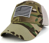 Armycrew USA American Flag Subdued Grey Embroidered Tactical Patch with Mesh Operator Cap