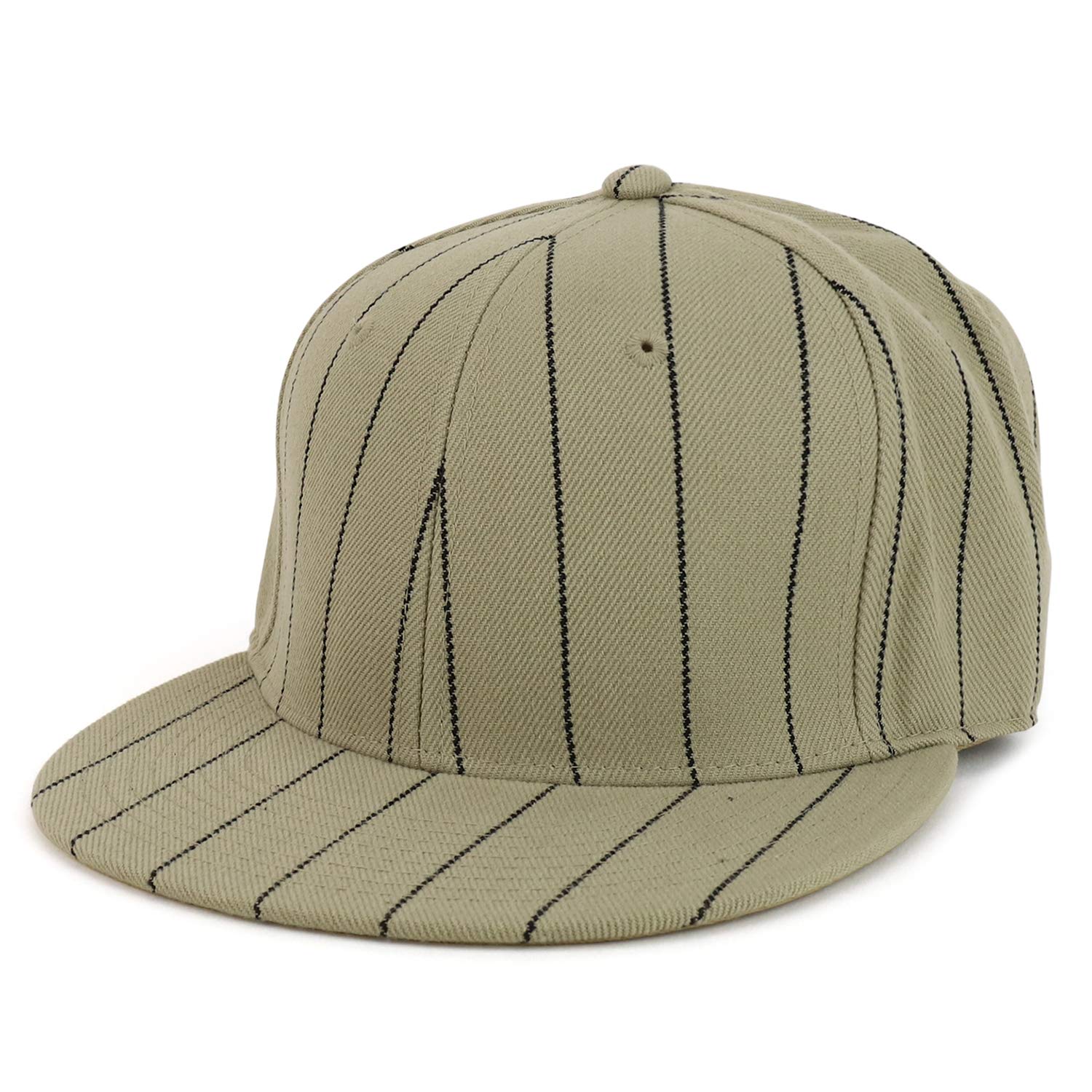 Armycrew Pin Striped Structured Flatbill Fitted Baseball Cap - Khaki - 7 1/4