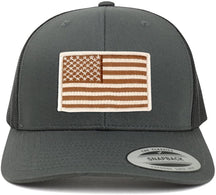Armycrew American Flag Patch Snapback Trucker Mesh Cap - Charcoal