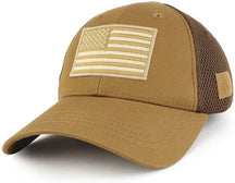 Armycrew US American Flag Coyote Embroidered Patch Low Crown Adjustable Tactical Mesh Cap