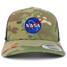 Armycrew Small NASA Insignia Patch Camouflage Structured Trucker Mesh Baseball Cap