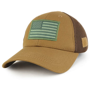 Armycrew US American Flag Olive Embroidered Patch Low Crown Adjustable Tactical Mesh Cap
