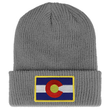 Armycrew Colorado State Flag Embroidered Patch Winter Ribbed Cuffed Knit Beanie
