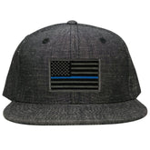 Washed Denim USA American Flag Embroidered Iron on Patch Snapback - BLK - Black Grey