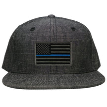 Washed Denim USA American Flag Embroidered Iron on Patch Snapback - BLK - Black Grey