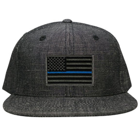 Washed Denim USA American Flag Embroidered Iron on Patch Snapback - BLK - Black Grey