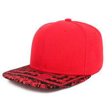 Armycrew Blank Bandana Print Flat Bill Two-Tone Adjustable Snapback Cap - Black Black