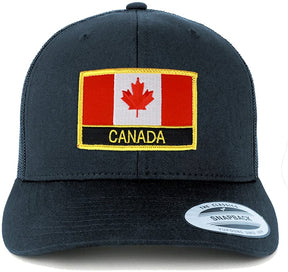 Armycrew Flexfit Canada Flag with Text Embroidered Iron on Patch Snapback Mesh Back Cap