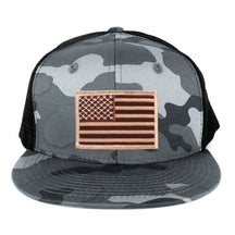 Armycrew US American Flag Embroidered Patch Adjustable Urban Camo Trucker Cap - UUB - Black Grey