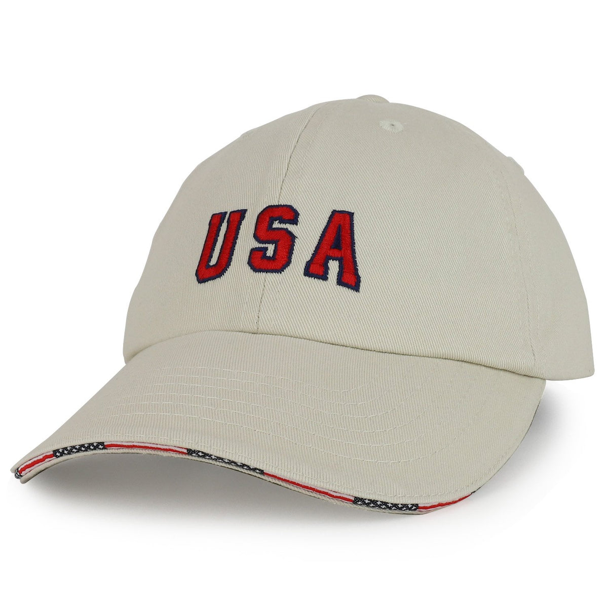 Armycrew USA Embroidered Washed Cotton Twill Unstructured Sandwich Bill Baseball Cap