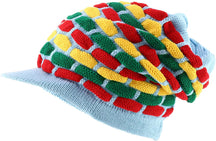 Armycrew Rasta RGY Ribbed Deep Crown Dreadlock Cotton Beanie Visored Hat