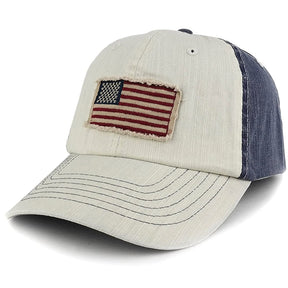 Armycrew Frayed American Flag Cotton Twill Two Tone Baseball Cap