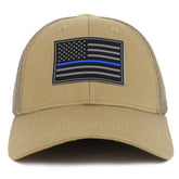 Armycrew Thin Blue Line American Flag 3D Rubber Tactical Patch Air Mesh Flex Cap