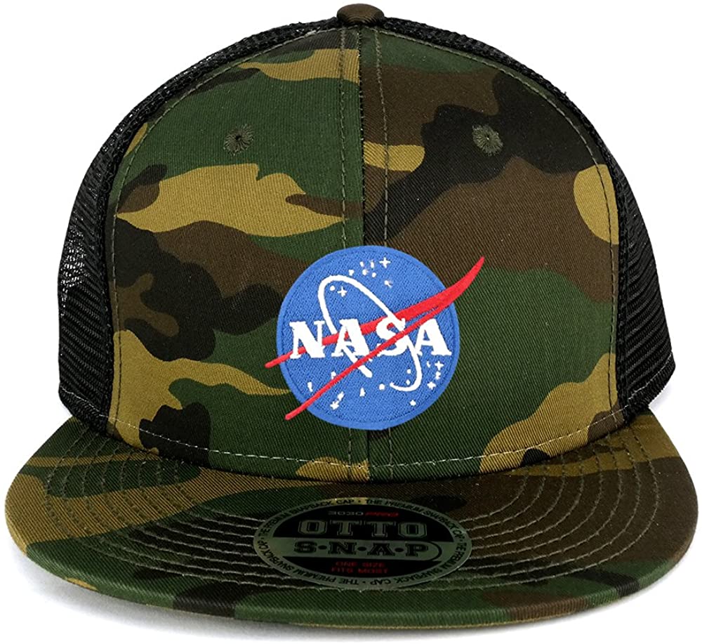 Armycrew NASA Insignia Small Space Logo Embroidered Patch Camo Snapback Mesh Trucker Cap